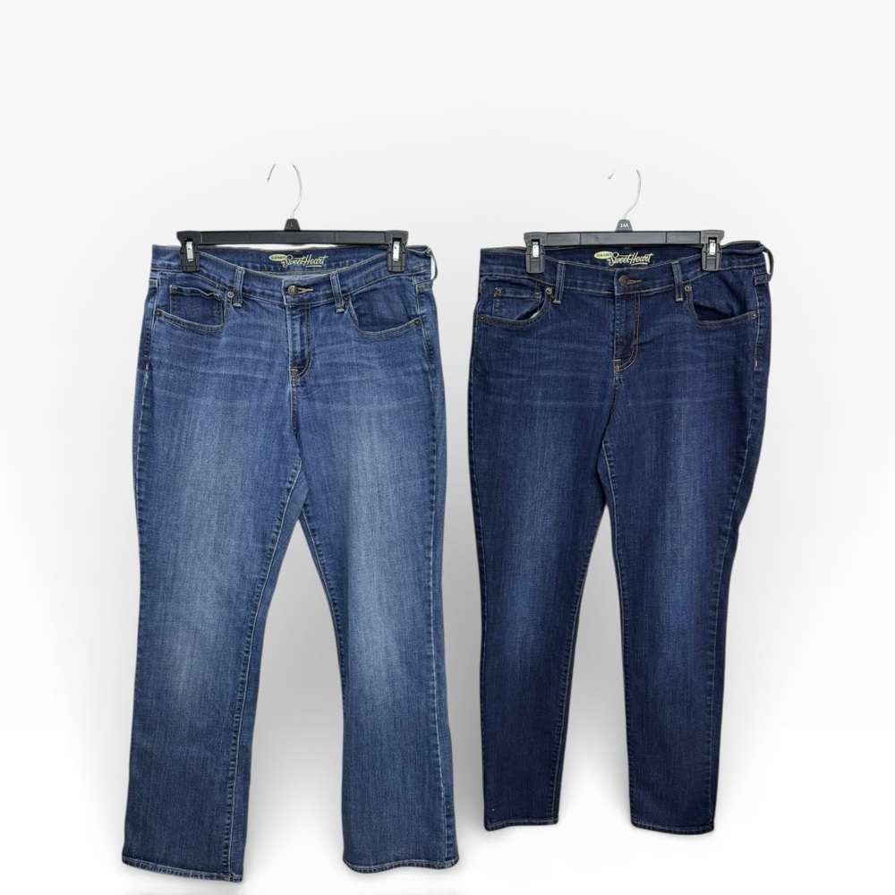 2 Pair‎ Old Navy Women's SweetHeart Jeans in Med and Dark Blue Size 12 *614